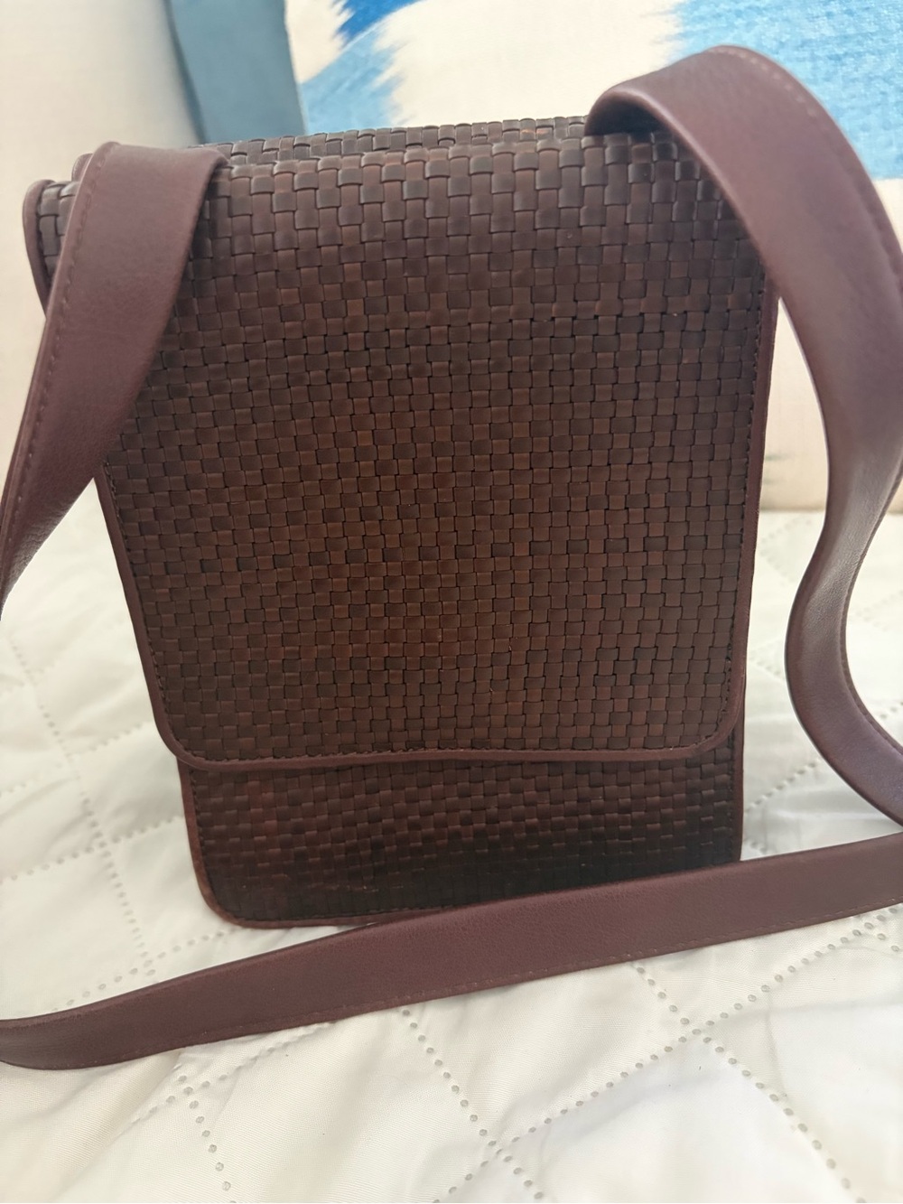 Vintage Cole Haan Brown Woven Leather Crossbody Bag